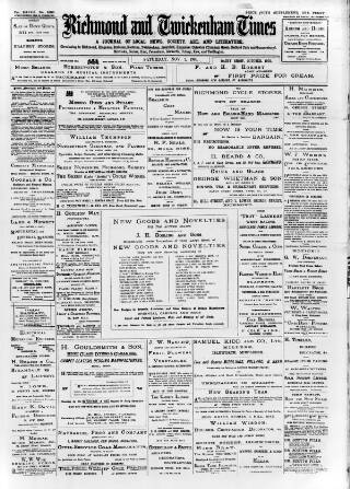 cover page of Richmond and Twickenham Times published on November 2, 1901