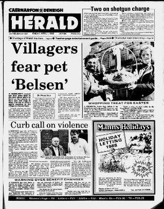 cover page of Caernarvon & Denbigh Herald published on April 1, 1988