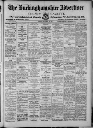 cover page of Buckinghamshire Advertiser published on December 13, 1935