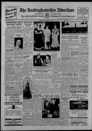 cover page of Buckinghamshire Advertiser published on November 2, 1951