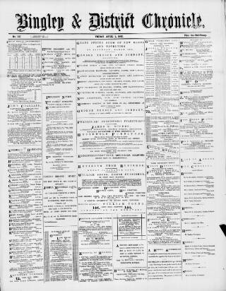 cover page of Bingley Chronicle published on April 1, 1892