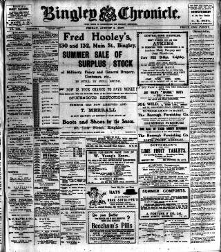 cover page of Bingley Chronicle published on August 2, 1907