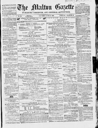 cover page of Malton Gazette published on June 13, 1863
