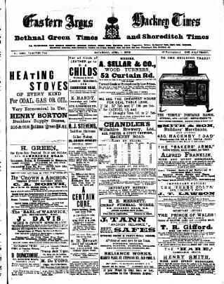 cover page of Eastern Argus and Borough of Hackney Times published on April 1, 1905