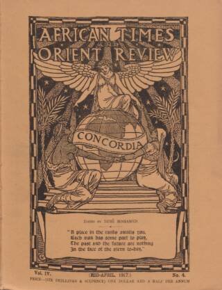 cover page of African Times and Orient Review published on April 1, 1917