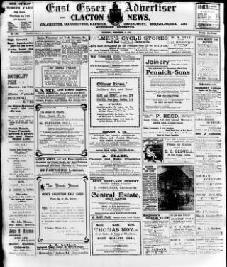cover page of East Essex Advertiser and Clacton News published on November 2, 1912