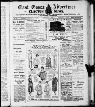 cover page of East Essex Advertiser and Clacton News published on May 4, 1918