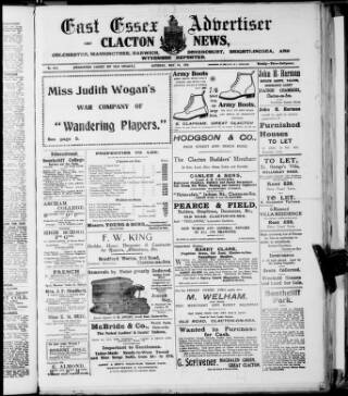 cover page of East Essex Advertiser and Clacton News published on May 18, 1918