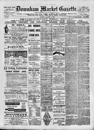cover page of Downham Market Gazette published on August 2, 1902