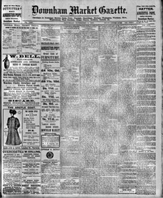 cover page of Downham Market Gazette published on November 2, 1907