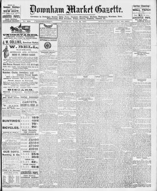 cover page of Downham Market Gazette published on June 13, 1908