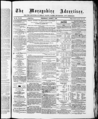 cover page of Morayshire Advertiser published on August 2, 1865