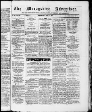 cover page of Morayshire Advertiser published on April 1, 1868