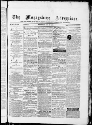 cover page of Morayshire Advertiser published on May 22, 1872
