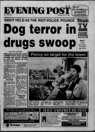 cover page of Bristol Evening Post published on June 13, 1989
