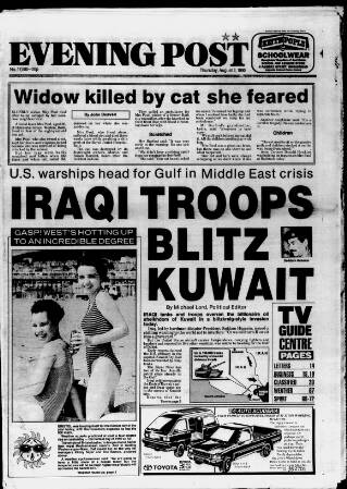 cover page of Bristol Evening Post published on August 2, 1990