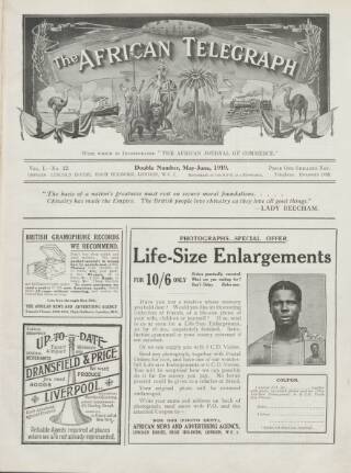 cover page of African Telegraph and Gold Coast Mirror published on June 1, 1919