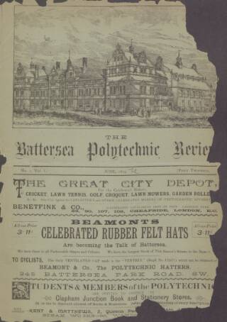 cover page of Battersea Polytechnic Review published on June 15, 1894