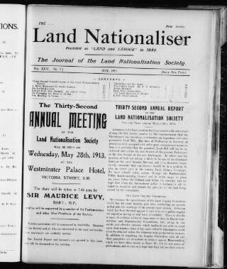 cover page of Land & Labour published on May 1, 1913