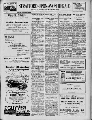 cover page of Stratford-upon-Avon Herald published on April 1, 1938