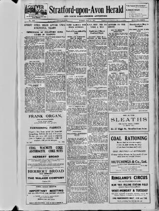 cover page of Stratford-upon-Avon Herald published on May 22, 1942