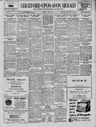 cover page of Stratford-upon-Avon Herald published on April 1, 1949