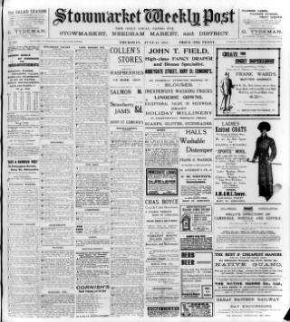 cover page of Stowmarket Weekly Post published on June 13, 1912