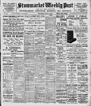 cover page of Stowmarket Weekly Post published on May 22, 1913