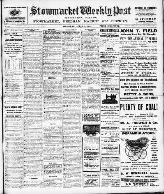 cover page of Stowmarket Weekly Post published on April 1, 1915