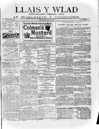 cover page of Llais Y Wlad published on April 1, 1881