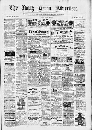 cover page of North Devon Advertiser published on May 22, 1885