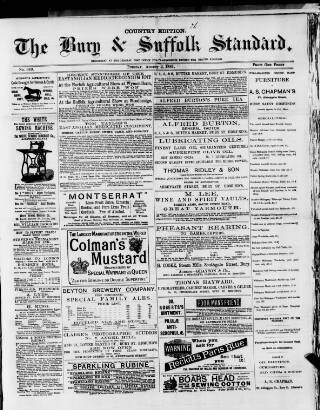 cover page of Bury & Suffolk Standard published on August 2, 1881