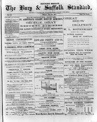 cover page of Bury & Suffolk Standard published on May 22, 1883