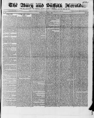 cover page of Bury and Suffolk Herald published on April 1, 1835