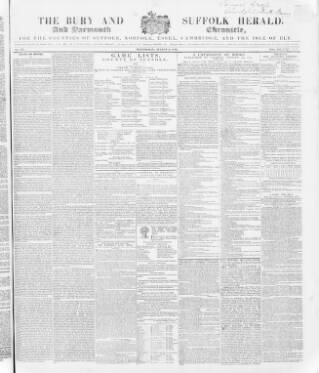 cover page of Bury and Suffolk Herald published on August 2, 1843