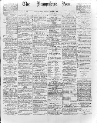 cover page of Hampshire Post and Southsea Observer published on June 13, 1879