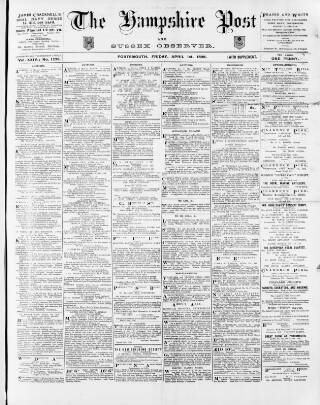 cover page of Hampshire Post and Southsea Observer published on April 1, 1898