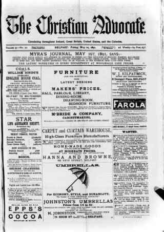 cover page of Irish Christian Advocate published on May 22, 1891