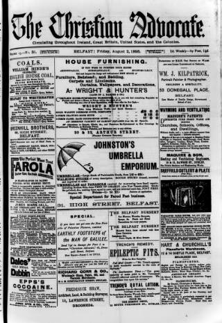 cover page of Irish Christian Advocate published on August 2, 1895