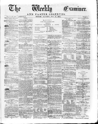 cover page of Weekly Examiner (Belfast) published on May 22, 1875