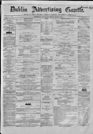 cover page of Dublin Advertising Gazette published on August 2, 1861