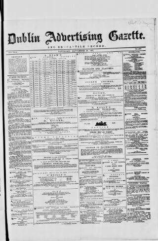 cover page of Dublin Advertising Gazette published on September 28, 1867