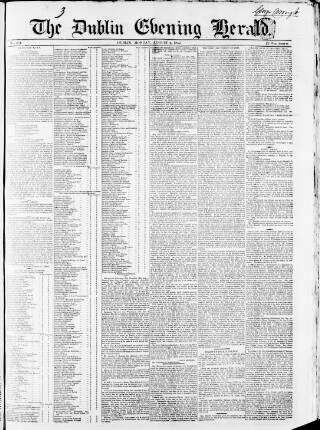 cover page of Dublin Evening Herald 1846 published on August 2, 1852