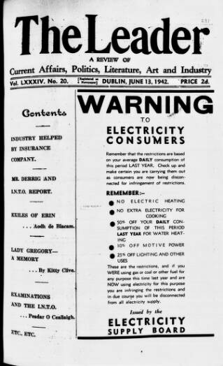 cover page of Dublin Leader published on June 13, 1942
