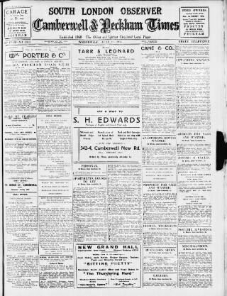cover page of South London Observer published on June 13, 1934