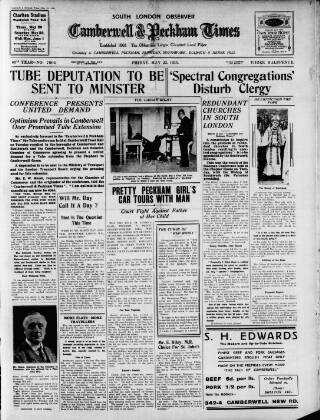 cover page of South London Observer published on May 22, 1936