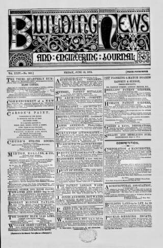 cover page of Building News published on June 13, 1873