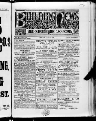 cover page of Building News published on April 1, 1887