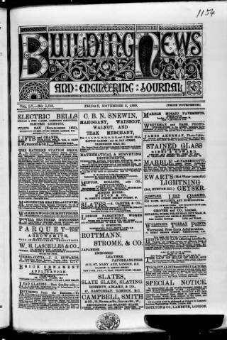 cover page of Building News published on November 2, 1888