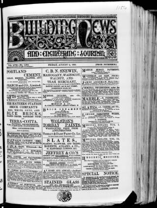 cover page of Building News published on August 2, 1889
